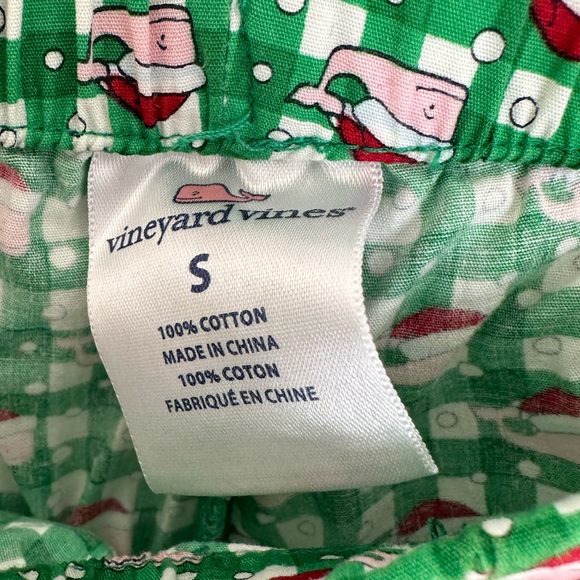 Vineyard Vines Green Pajama Lounge Pants Whale Santa Hat Drawstring Christmas S - Picture 6 of 6